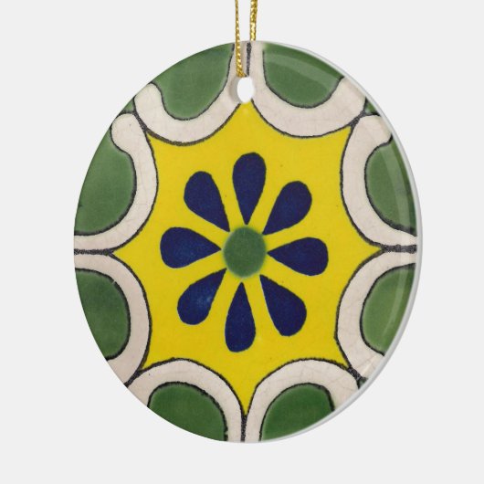 Talavera-tegel in groen en geel keramisch ornament (Links)