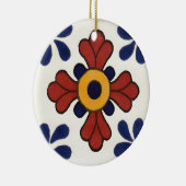 Talavera-tegel in rood en blauw keramisch ornament (Rechts)