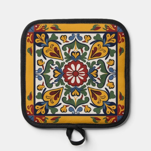 Talavera-tegel met harten pannenlap (Voorkant)