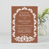 Talavera terracotta boho arch Mexicaanse bruiloft Kaart (Staand voorkant)