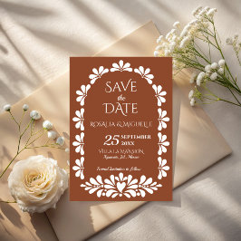 Talavera terracotta boho boog Mexicaanse bruiloft Save The Date