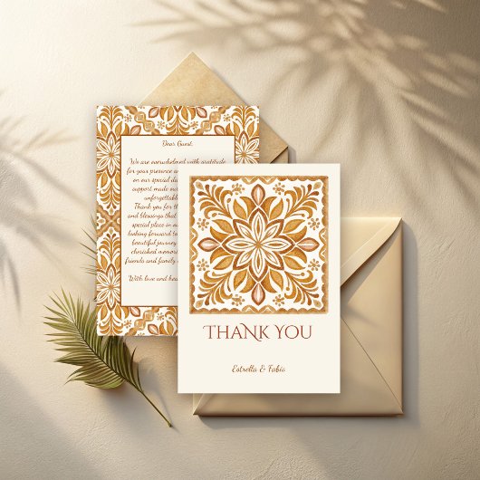 Talavera terracotta bruiloft bedankkaart