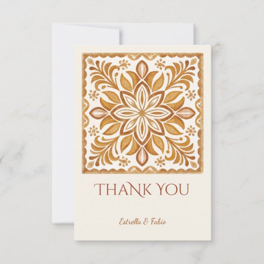 Talavera terracotta  bruiloft bedankkaart (Voorkant)
