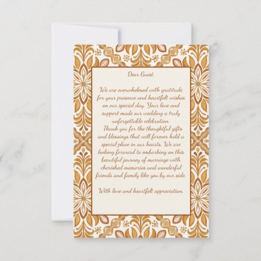 Talavera terracotta bruiloft bedankkaart (Achterkant)