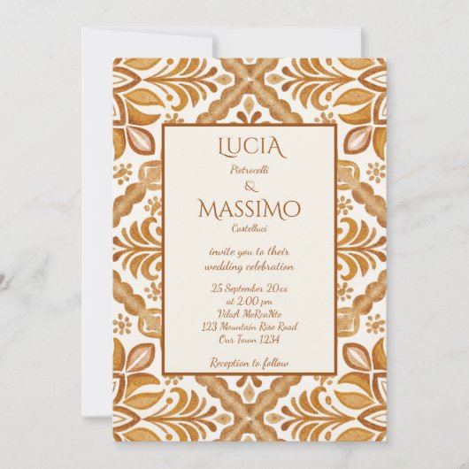 Talavera terracotta  bruiloft kaart (Voorkant)