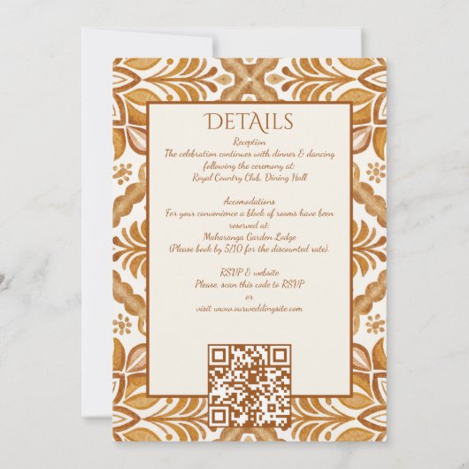 Talavera terracotta  bruiloft kaart (Achterkant)