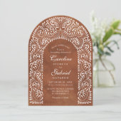 Talavera Terracotta Fiesta QR Code Bruiloft Kaart (Staand voorkant)