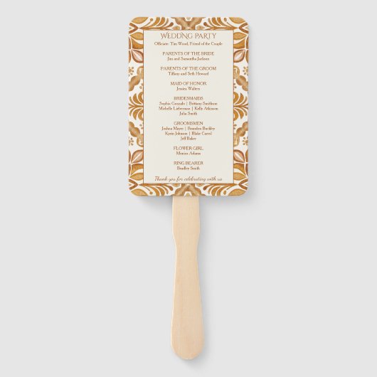 Talavera terracotta Mexicaans huwelijksprogramma Handwaaier (Achterkant)