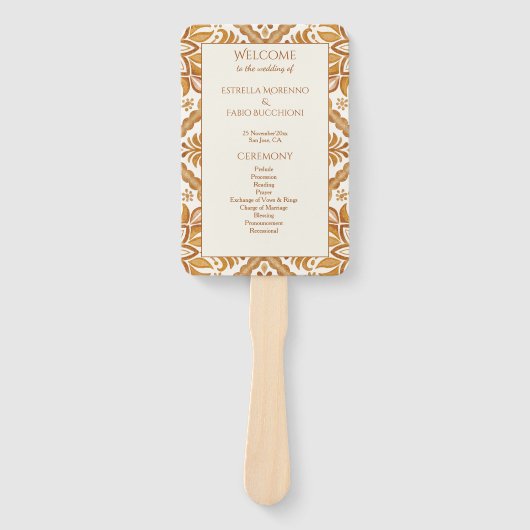 Talavera terracotta Mexicaans huwelijksprogramma Handwaaier (Voorkant)