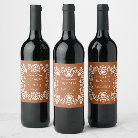 Talavera terracotta Mexicaanse bruiloft favorieten Wijn Etiket (Flessen)