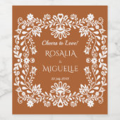 Talavera terracotta Mexicaanse bruiloft favorieten Wijn Etiket (Enkel label)