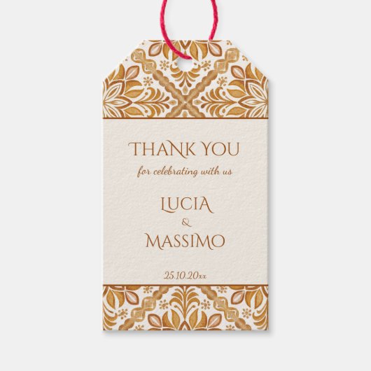 Talavera terracotta Mexicaanse bruiloft gunst Cadeaulabel (Voorkant)