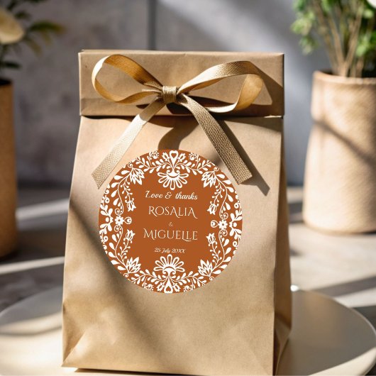 Talavera terracotta Mexicaanse bruiloft gunst Ronde Sticker