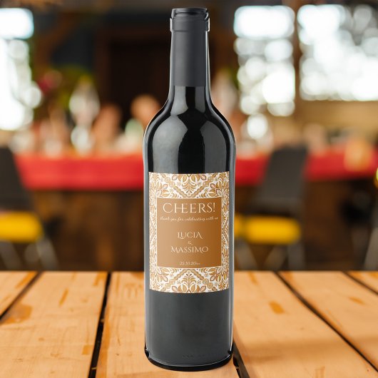 Talavera terracotta  Mexicaanse bruiloft gunst Wijn Etiket