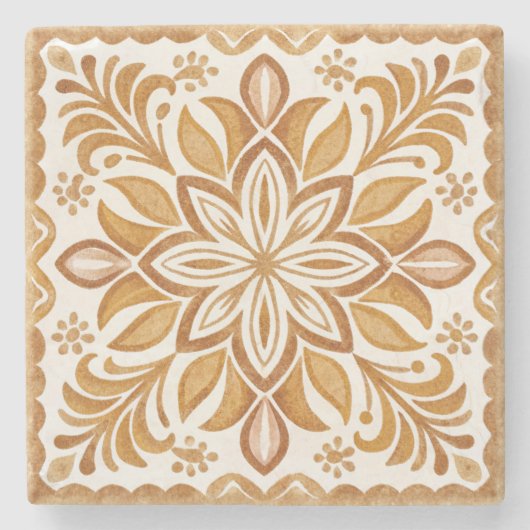 Talavera terracotta Mexicaanse bruiloft gunsten Stenen Onderzetter (Voorkant)