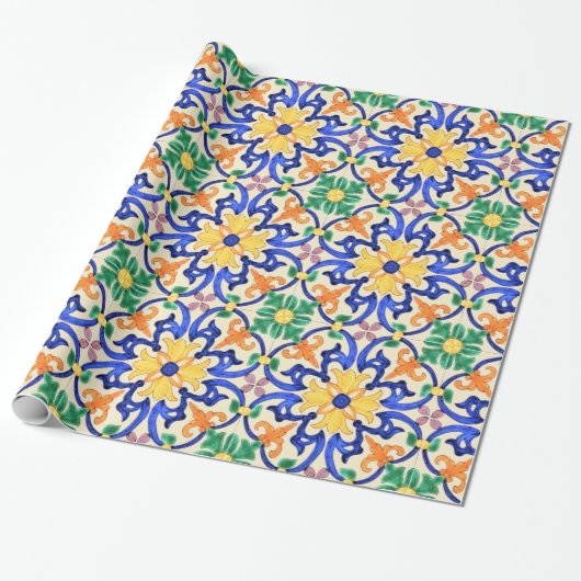 Talavera Tile Cadeaupapier (Uitgerold)
