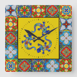 Talavera Tiles AFBEELDINGEN Clock Vierkante Klok