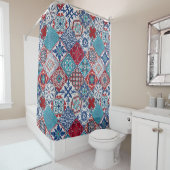 Talavera Tles Turquoise Denim Blue Red White  Douchegordijn (In situ)