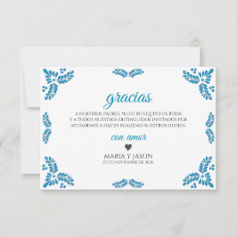 Talavera Turquoise Minimalist Spanish Wedding Bedankkaart