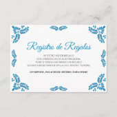 Talavera Turquoise Minimalist Spanish Wedding Informatiekaartje (Voorkant)