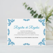 Talavera Turquoise Minimalist Spanish Wedding Informatiekaartje (Staand voorkant)