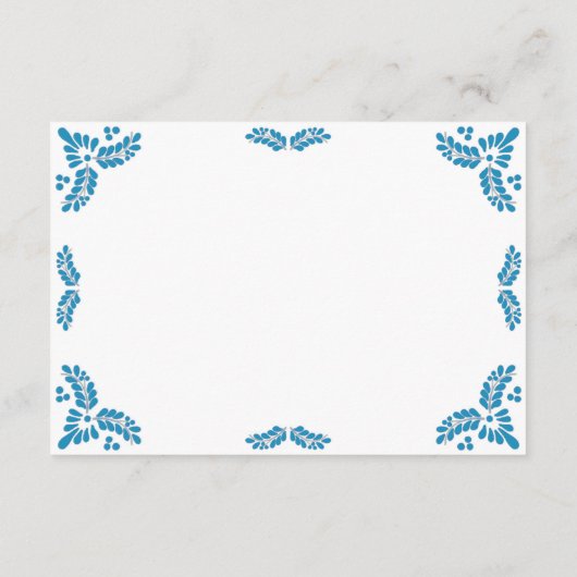 Talavera Turquoise Minimalist Spanish Wedding Informatiekaartje (Achterkant)