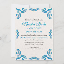 Talavera Turquoise Minimalist Spanish Wedding Kaart