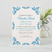 Talavera Turquoise Minimalist Spanish Wedding Kaart (Staand voorkant)