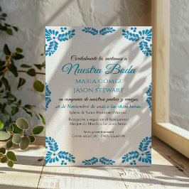 Talavera Turquoise Minimalist Spanish Wedding Kaart