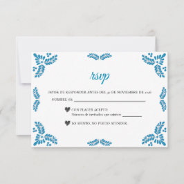 Talavera Turquoise Minimalist Spanish Wedding RSVP Kaartje