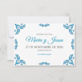 Talavera Turquoise Minimalist Spanish Wedding Save The Date (Voorkant)