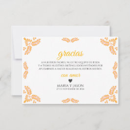 Talavera Yellow Floral Minimalist Spanish Wedding Bedankkaart