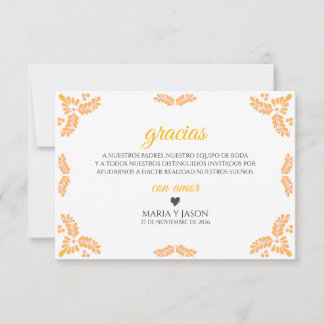 Talavera Yellow Floral Minimalist Spanish Wedding Bedankkaart