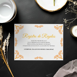 Talavera Yellow Floral Minimalist Spanish Wedding Informatiekaartje