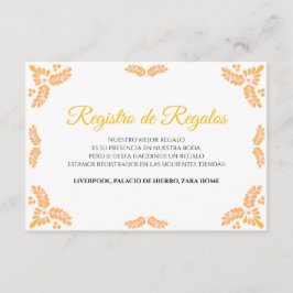 Talavera Yellow Floral Minimalist Spanish Wedding Informatiekaartje