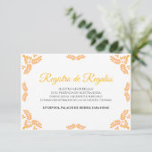 Talavera Yellow Floral Minimalist Spanish Wedding Informatiekaartje (Staand voorkant)