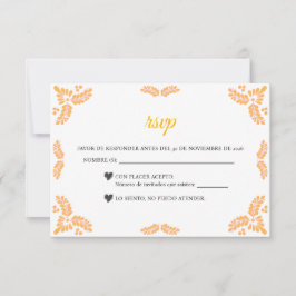 Talavera Yellow Floral Minimalist Spanish Wedding RSVP Kaartje