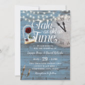 Tale as Old as Time Dusty Blue Fairytale Wedding Kaart (Voorkant)