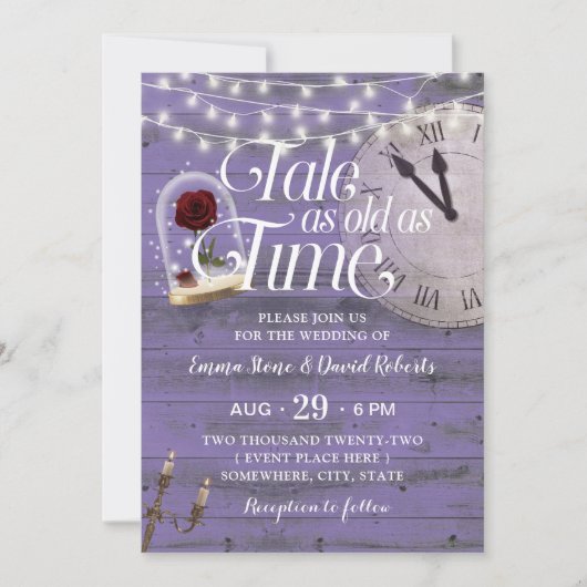 Tale as Old as Time Lavender Fairytale Wedding Kaart (Voorkant)
