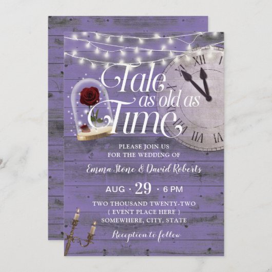 Tale as Old as Time Lavender Fairytale Wedding Kaart (Voorkant / Achterkant)