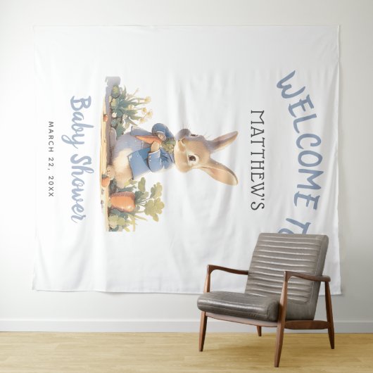 Tale Peter Rabbit Boy Baby shower Wandkleed (In Situ (horizontaal))
