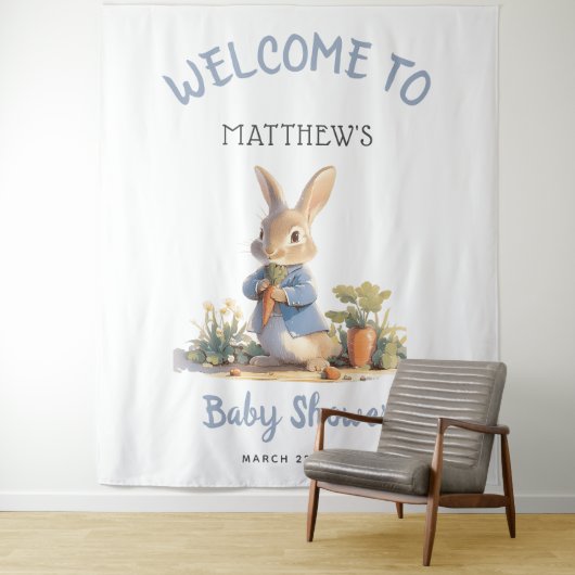 Tale Peter Rabbit Boy Baby shower Wandkleed (In situ)
