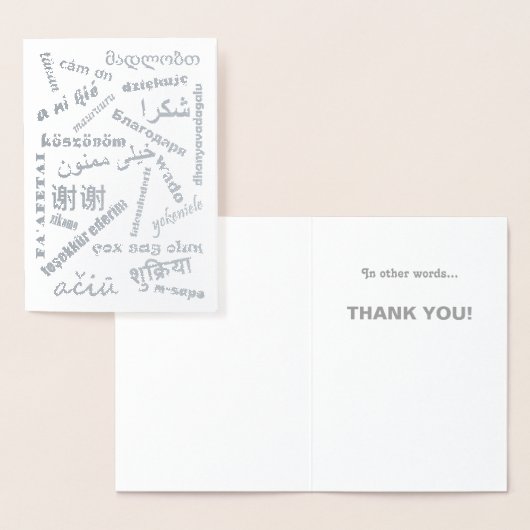 Talen Meertalig Bedankt Silver Typography Folie Kaarten (Display)