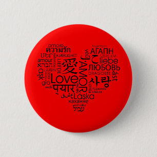 Talen van het liefdeshart ronde button 5,7 cm