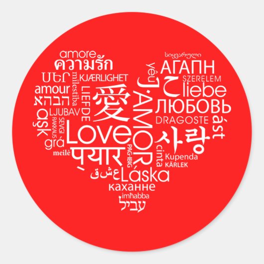 Talen van het liefdeshart ronde sticker (Voorkant)