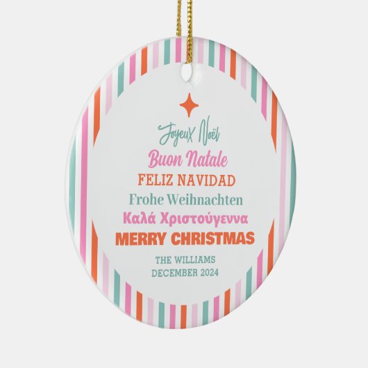 Talen Vrolijk Kerstfeest Keramisch Ornament (Rechts)