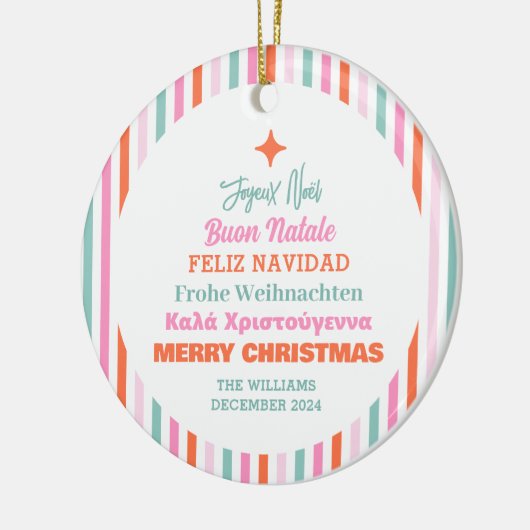 Talen Vrolijk Kerstfeest Keramisch Ornament (Links)