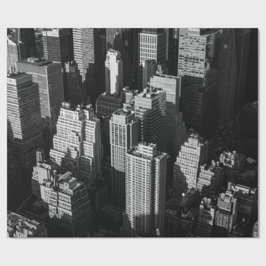 Talengebouwen en wolkenkrabbers met schaduwen cadeaupapier (Vlak)