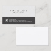 Talent Agent Entertainment Eenvoudig Zwart Wit Visitekaartje (Voorkant / Achterkant)