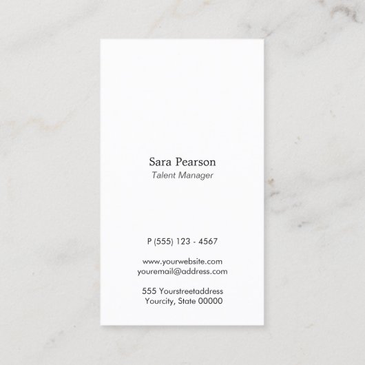 Talent Manager Dubbele Gouden Streep Elegant Wit Visitekaartje (Achterkant)